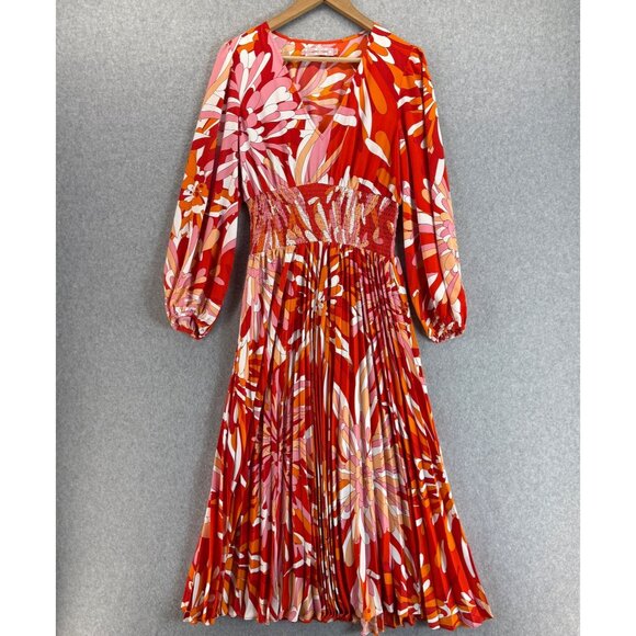 Traffic People Womens Maxi Dress A Line Smocked‎ Groovy Floral VNeck Size Large - Picture 2 of 16